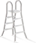 Escalera de piscina de acero inoxidable de 4 peldaños, escalera para piscina elevada, escalera de 132 cm de altura, peldaños de piscina para piscinas elevadas, escalera de piscina con capacidad de carga de 250 kg