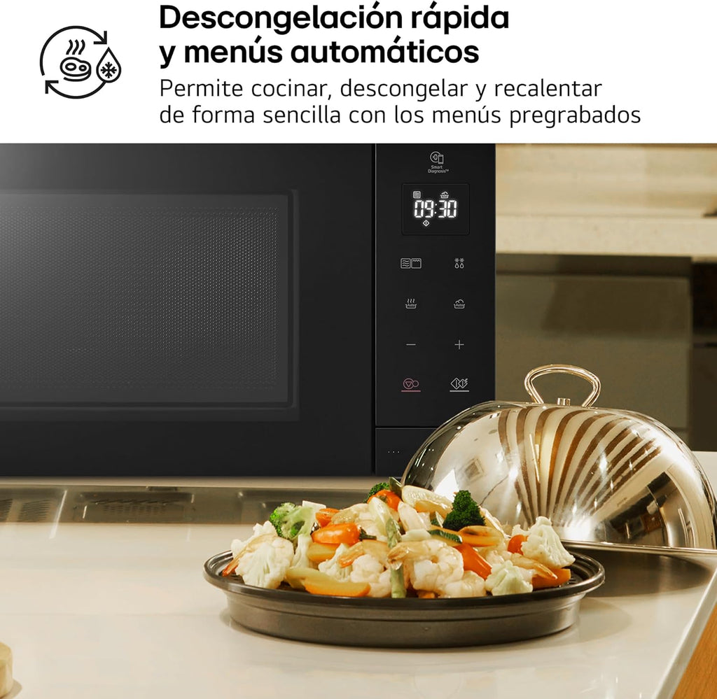 LG MH6535GIB - Microondas con grill, 1000 W, Smart Inverter, pantalla digital, color negro transparente, 1000 W, 25 l