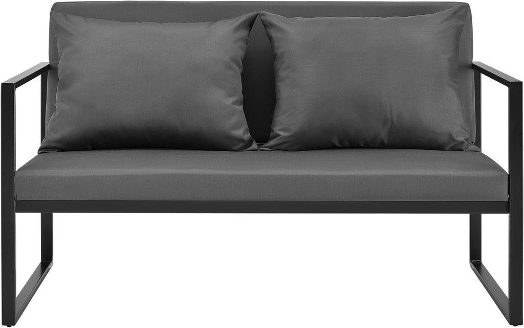 casa.pro Banco de jardín 'Lerum' 70 x 114 x 60 cm Sofá de jardín Banco Banco de parque Banco de asiento Lounge Hierro Negro/Gris oscuro