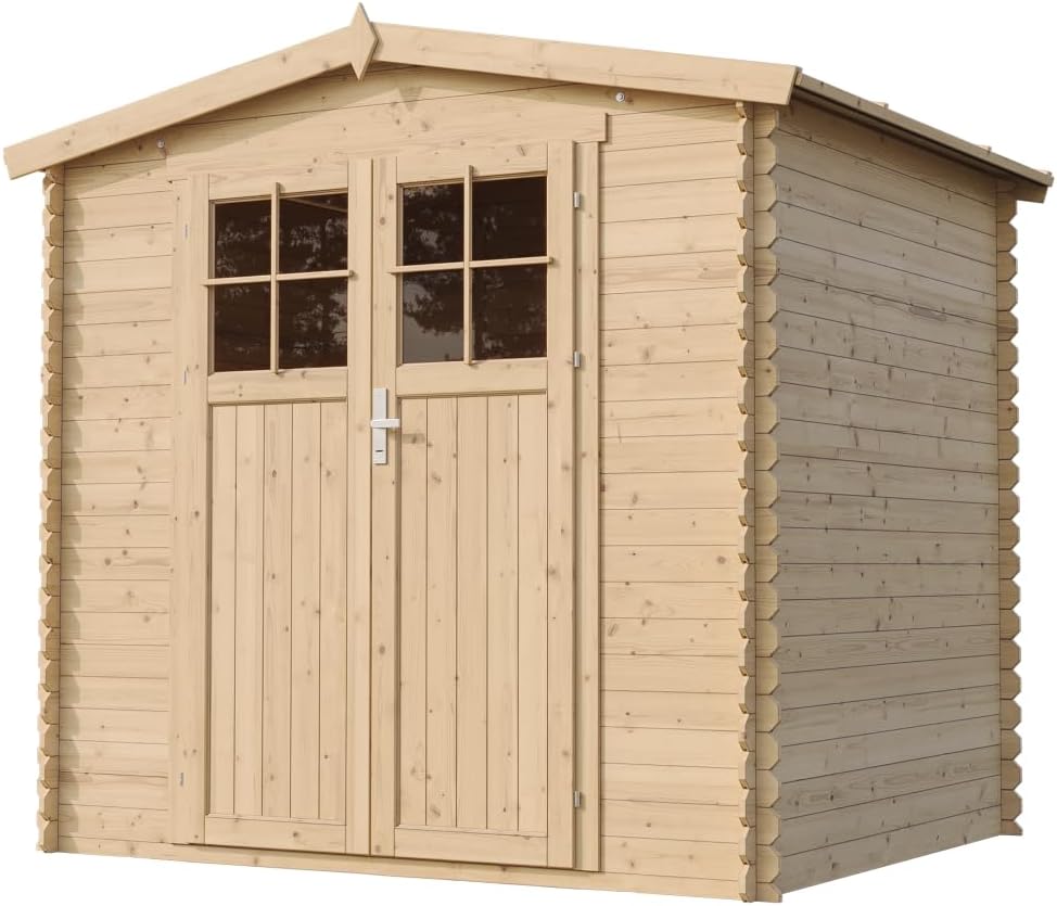 Caseta de jardín de madera - Cobertizo para herramientas de madera - Caseta para equipos, puerta de alta calidad con cerradura, 236x226x218 cm / 4,33 m², cobertizo para bicicletas - Casetas de jardín y almacenamiento, tejado impermeable TIMBELA M369F