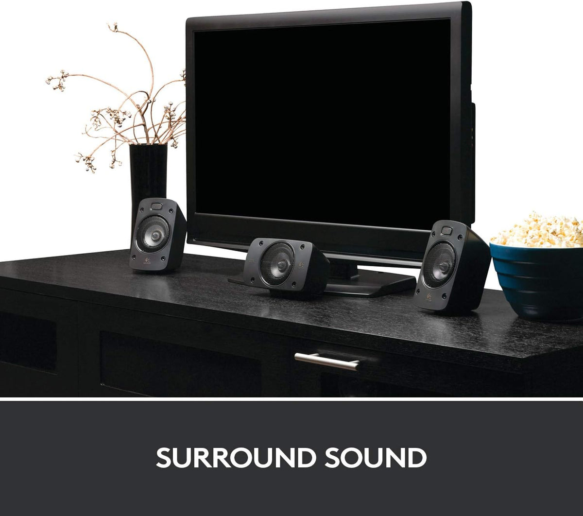 Sistema de sonido 5.1 Logitech Z906, altavoces con sonido envolvente de 1000 vatios, THX, múltiples entradas de audio, mando a distancia, enchufe UE, PC/PS4/Xbox/equipo estéreo/TV/smartphone/tableta - Negro