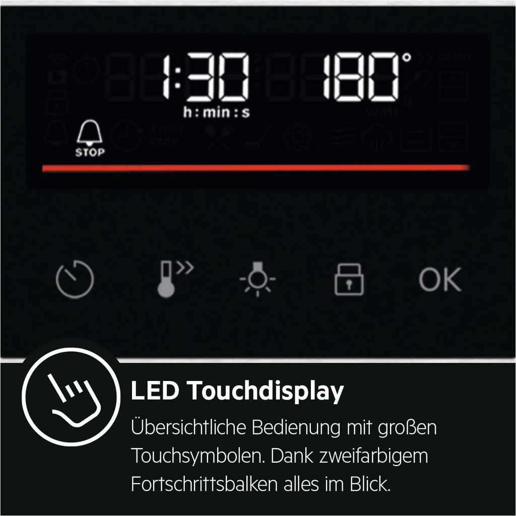 Horno empotrable AEG – Serie 5 Aire caliente circular: resultados de cocción uniformes en 3 niveles – Autolimpieza por pirólisis – 25 programas automáticos – Pantalla táctil LED – Calentamiento rápido – Negro – BPE53516AB