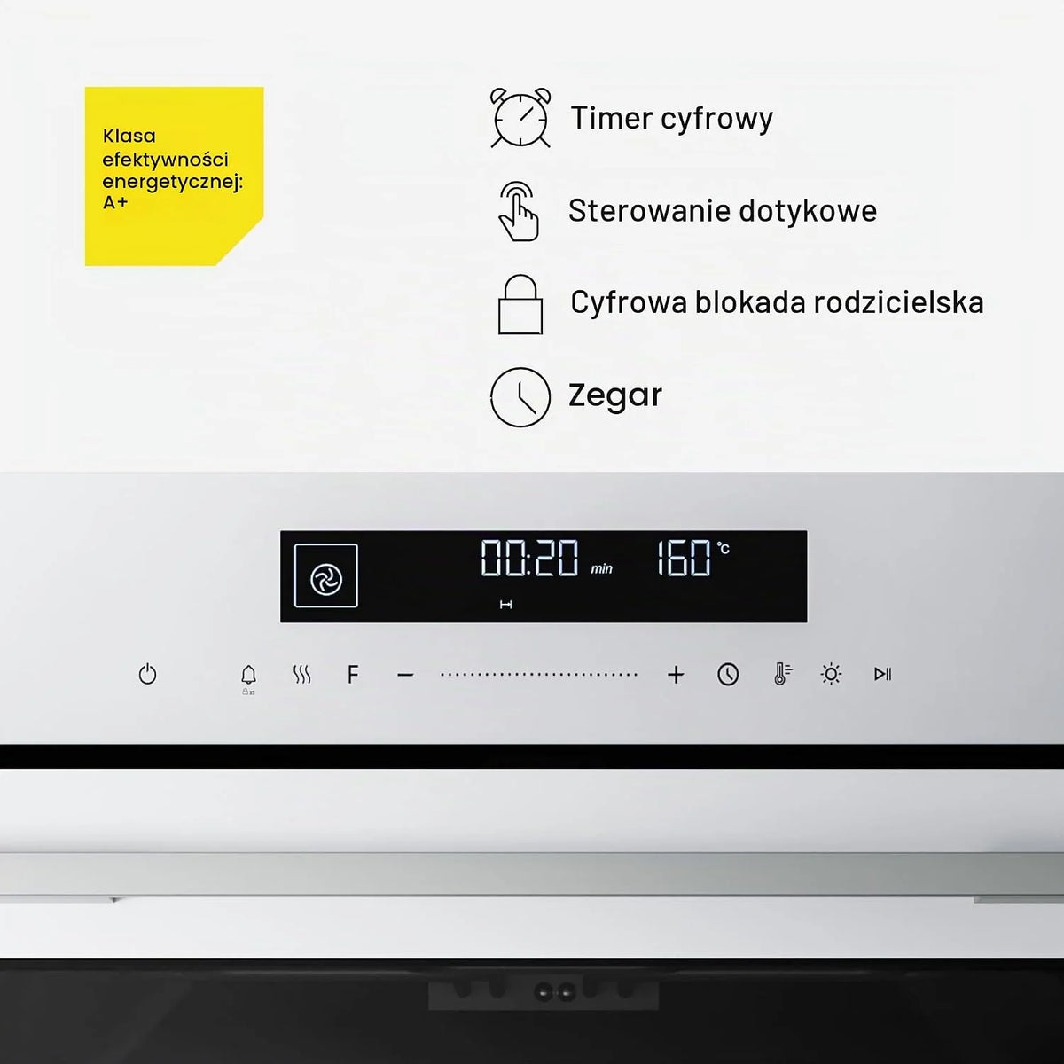 Klarstein Velaire piekarnik do zabudowy 60 cm – 74 l, 13 funkcji, efektywność energetyczna A+, obsługa dotykowa, timer, piekarnik, urządzenie do zabudowy, łatwy do czyszczenia, biały