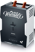 SEVERIN WURSTER, salchichas perfectamente doradas con solo pulsar un botón en solo 5 minutos, sin necesidad de añadir grasa, incluye pinzas de madera, negro, acero inoxidable/plástico, WT 5005