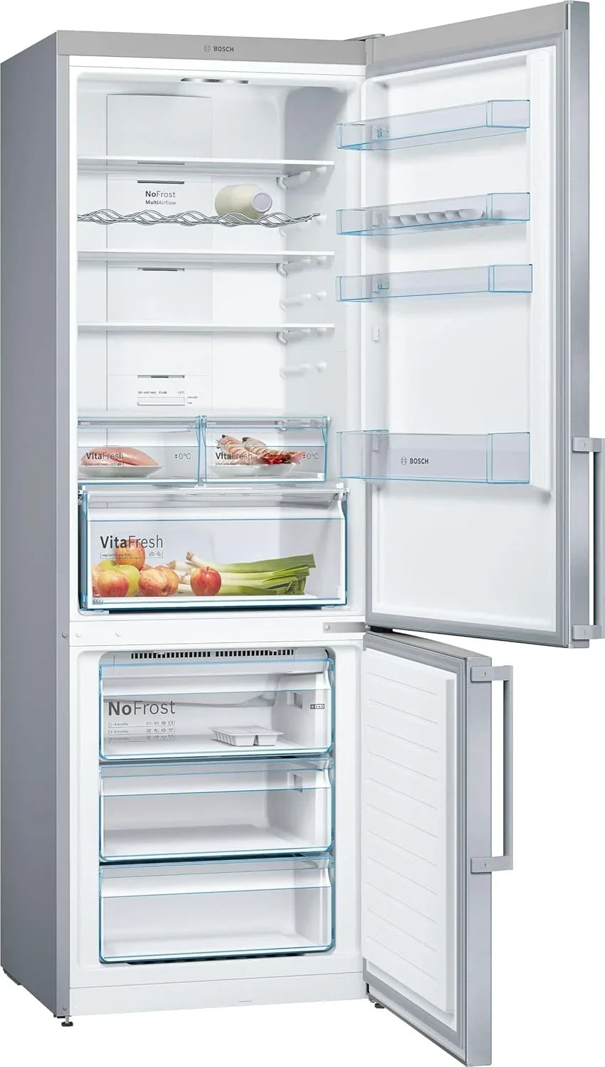 Bosch Serie 4 - Frigorífico combi, NoFrost, alto 203 x ancho 70 cm, 438 L, Tecnología VitaFresh, Blanco - KGN49XIDQ