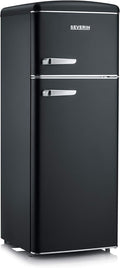 SEVERIN Retro - Frigorífico combi, compacto y eficiente, 4 estantes ajustables en altura y una gran cajonera para verduras, 206 L de capacidad útil, color crema, RKG 8933