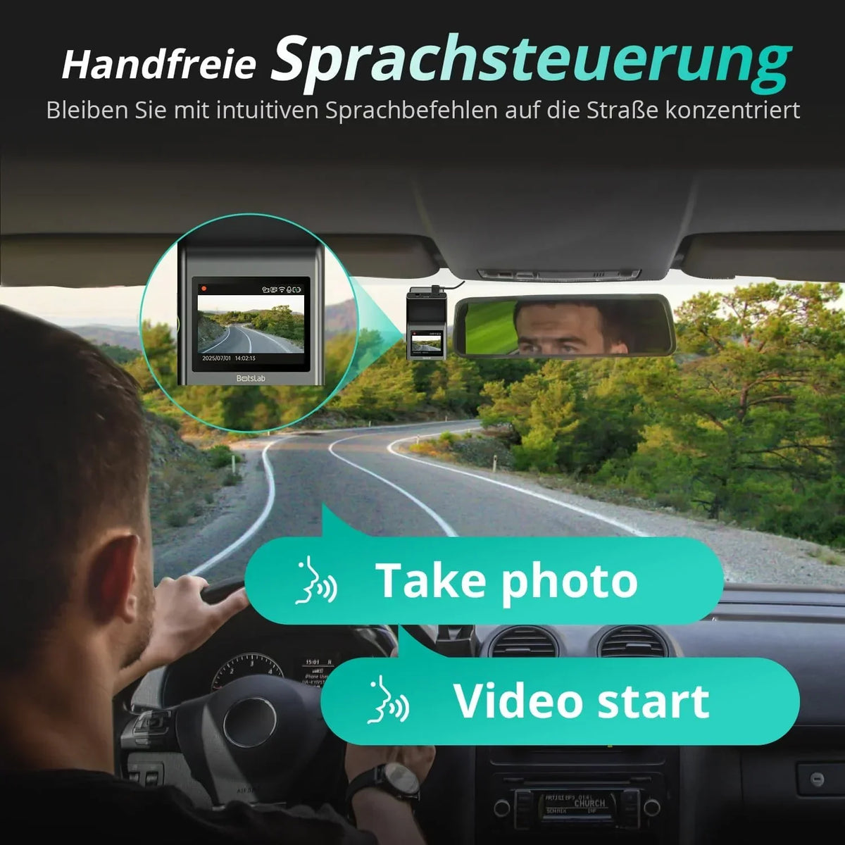 Cámara de salpicadero 4K para coche, doble cámara delantera y trasera con sensor STARVIS 2, WDR, GPS, Wi-Fi, control por voz y tarjeta SD de 64 GB