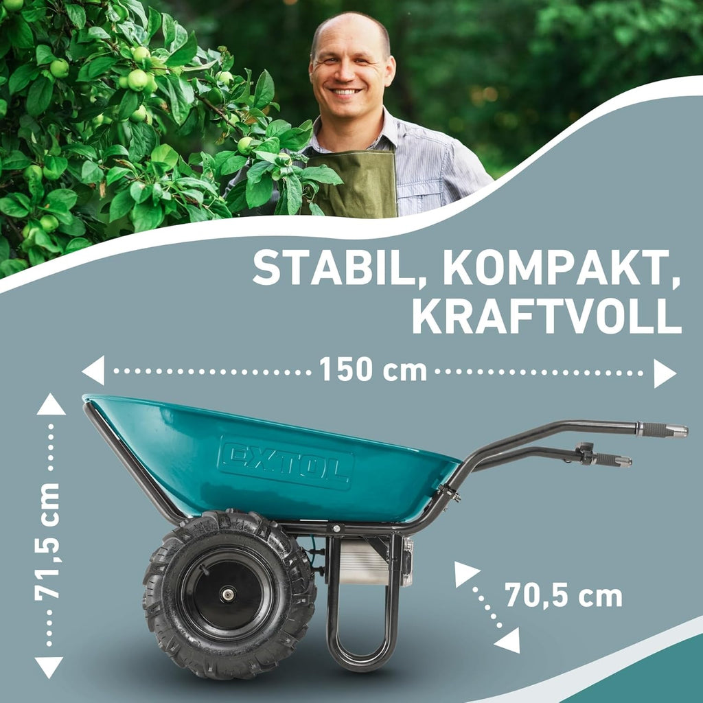 Carretilla eléctrica con batería I Capacidad de 100 l I Carga máxima de 260 kg I 500 W I 40 V Li-ion con 6000 mAh