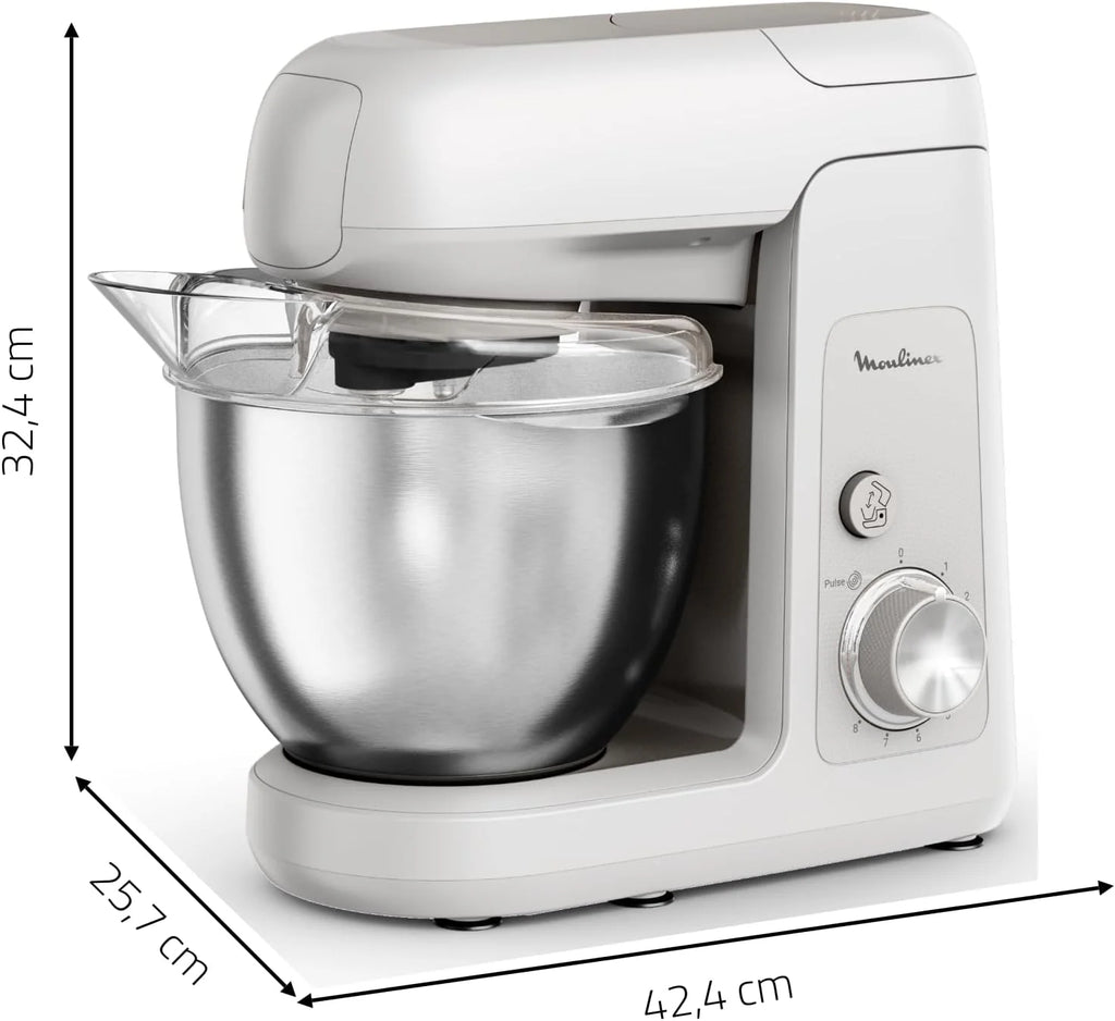 Moulinex Bake Partner Kitchen Machine, wydajny mikser planetarny 1100 W, trwała wydajność, zestaw akcesoriów BakeGood, QA521B25
