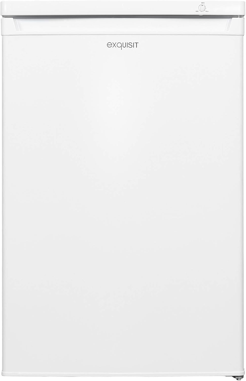 Exquisit® Congelador de sobremesa 91L, color blanco, clase E, congelador de 4 estrellas, 4 cajones transparentes, puerta reversible, control de temperatura, medidas (85,5 x 55,0 x 58,0 cm)