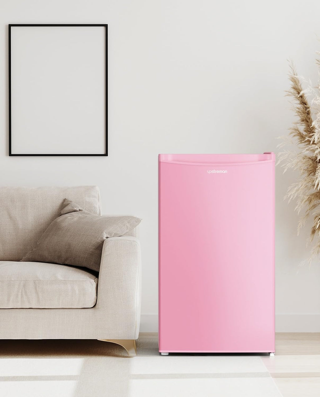 Mininevera Upstreman de 91 L con congelador, termostato ajustable, refrigerador para dormitorio, mininevera para oficina, rosa - BR321