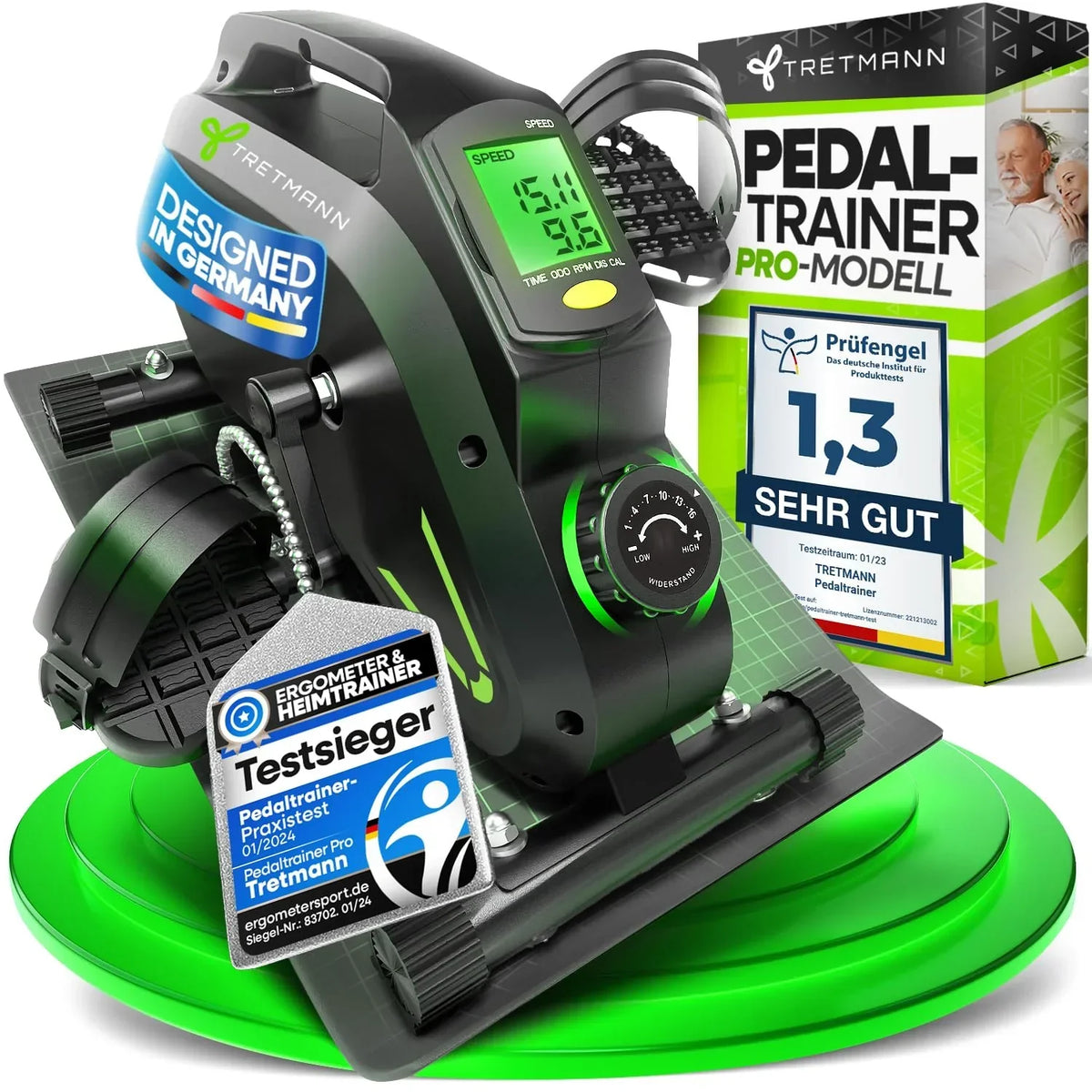 Entrenador de pedales PT-HT-01 con 16 niveles de resistencia para entrenamiento de brazos y piernas con cinta de sujeción