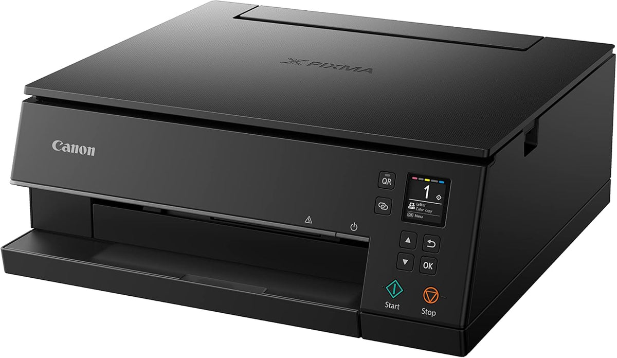 Impresora multifunción de inyección de tinta a color Canon PIXMA TS6350a DIN A4 (impresora fotográfica, escáner, copiadora, OLED, 4.800x1.200 ppp, USB, WLAN, 5 tintas independientes, impresión a doble cara, 2 bandejas de papel), negro