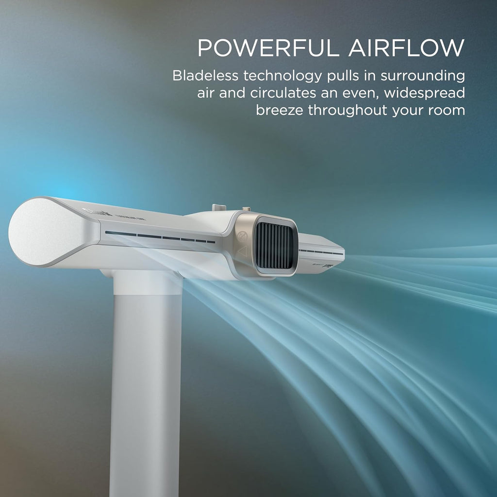 Shark TurboBlade Cool + Heat – Ventilador de torre sin aspas y calefactor 2 en 1 para uso interior personalizable durante todo el año, dormitorio, sala de estar y oficina | Enfriamiento potente + calentamiento rápido de habitaciones, blanco, TH205CO