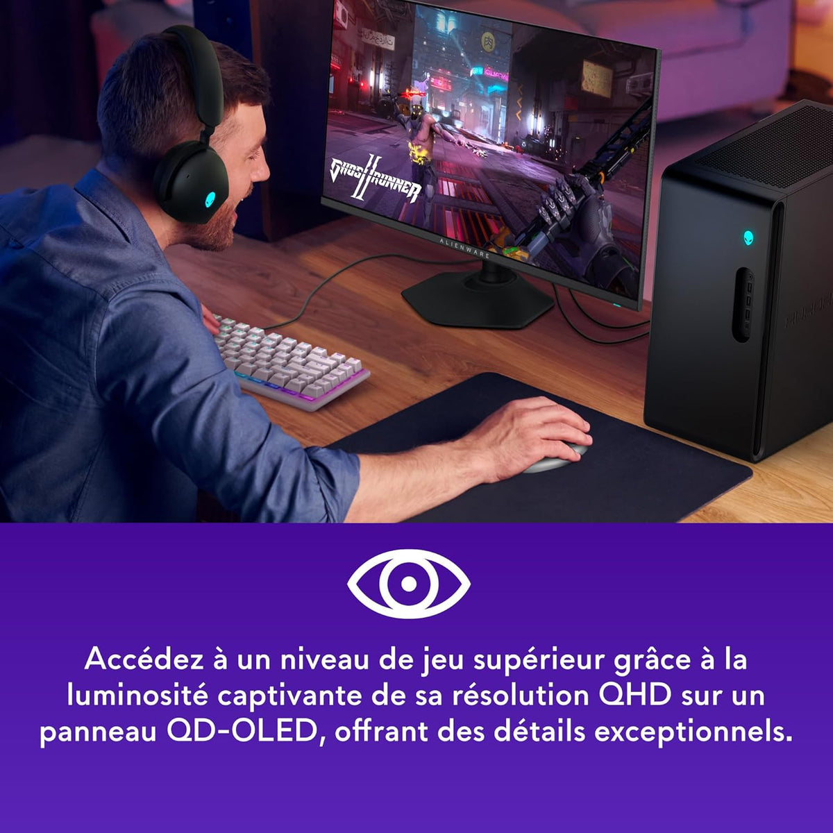 Monitor gaming Alienware AW2725DF de 27" QHD (2560x1440), 360Hz, QD OLED, 0,03ms, AMD FreeSync Premium Pro, 99,3% DCI-P3, HDR400, USB-C, 2X DisplayPort, HDMI, 4X USB, 3 años de garantía