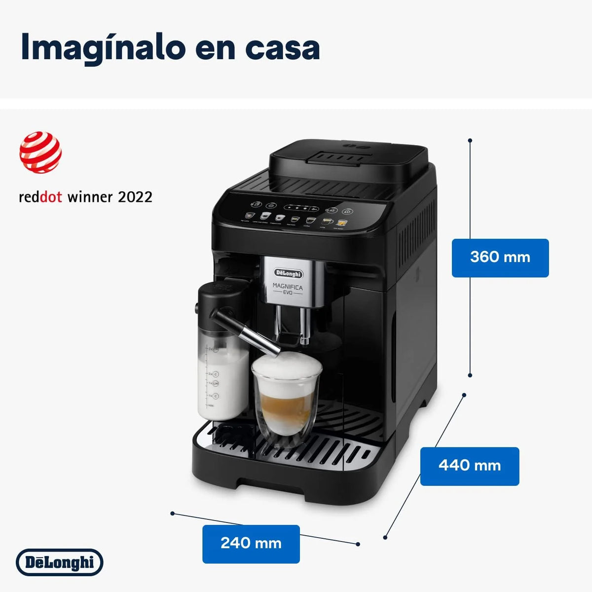 De'Longhi Magnifica Evo Ecam 292.81.B W Pełni Automatyczny Ekspres do Kawy z Dyszą do Spieniania Mleka, 7 Przycisków do Różnych Rodzajów Kaw, Intuicyjny Panel Sterowania, 2 Filiżanki, Czarny