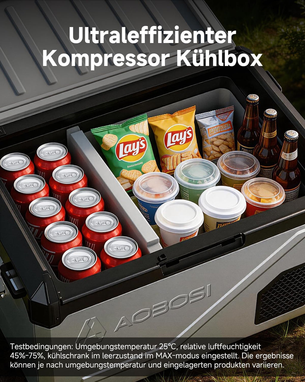 AAOBOSI Nevera de compresor de 45L con doble zona hasta -20℃, carcasa de acero inoxidable e interior de aluminio, 12/24V DC y 230V AC, nevera de compresor para coche, barco, camping y todoterreno