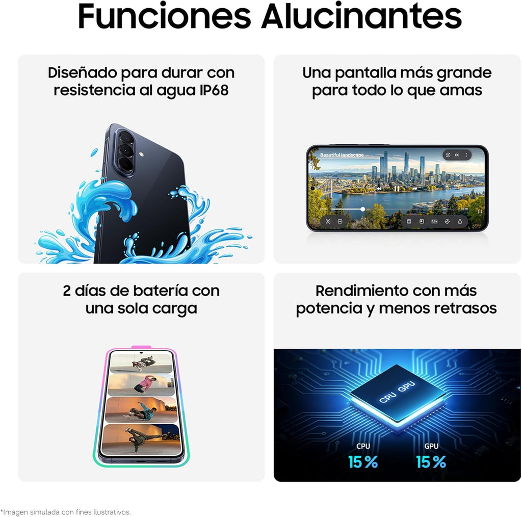 Samsung Galaxy A57 5G, 512 GB, móvil fino con IA, 8 GB, gran angular de 50 MP, autonomía de 2 días, batería de 5000 mAh, IP68, garantía del fabricante de 3 años + 1 año extra, color lila (versión española)