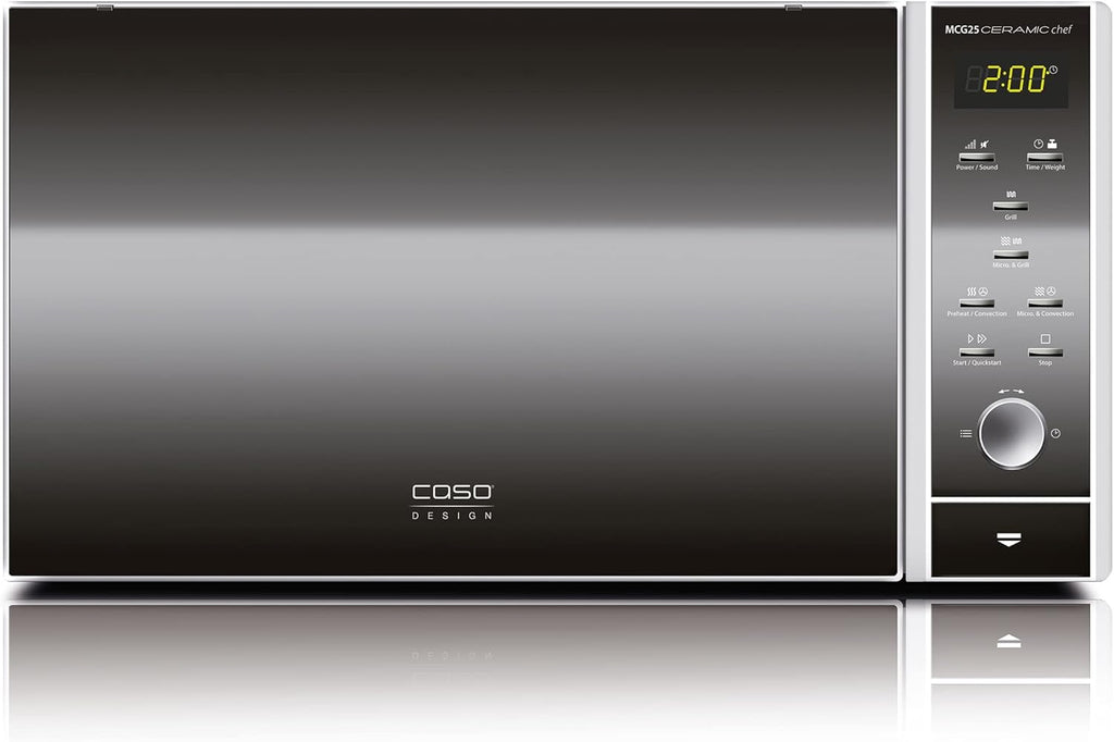 CASO MCG30 Ceramic Chef Ganador del test Haus & Garten, microondas 3 en 1 con grill + convección 2100W 30L, base de vidrio de borosilicato, función de horno hasta 200°C