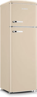 Severin Frigorífico Congelador de 2 puertas, Independiente, Frigorífico de Doble Puerta con Congelador, Anchura 55 cm, 246 L, Clase D, Estilo Retro, Crema, RKG 8985
