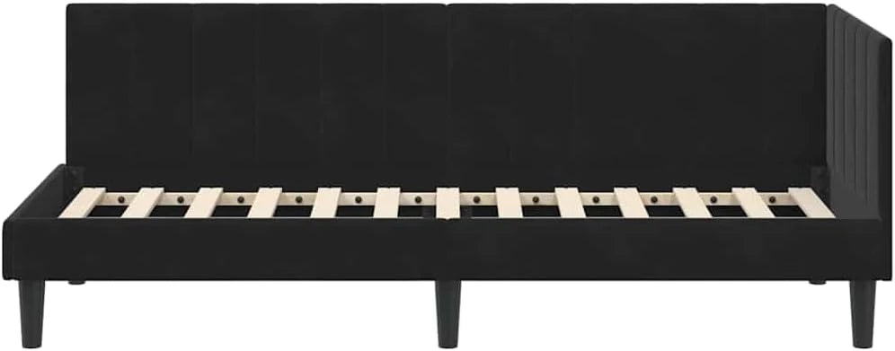 Aksamitna narożna z zagłówkiem minimalistyczna Czarny 80 x 200 cm