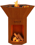 Barbecue brasero Barbecook Nestor Original, barbacoa de leña para exteriores con plancha de acero corten, 92x92x101 cm