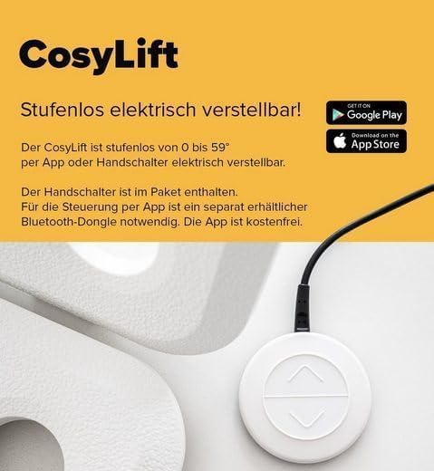 COSYLIFT Suplemento para somier, suplemento para cama boxspring: elevador eléctrico ajustable para somieres y colchones, para todas las camas y camas boxspring, con motor y mando manual