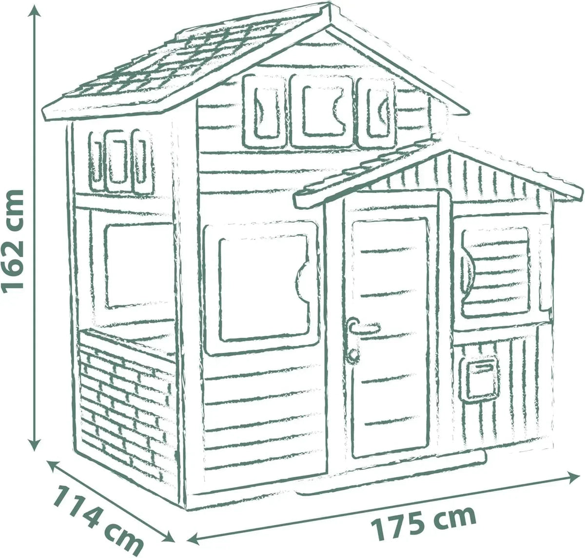 Smoby Life - Casita de juegos Friends House EVO con 2 puertas, 6 ventanas y mesa de picnic extraíble – Fabricada en material reciclado, protección UV, para niños a partir de 3 años (7600810208)