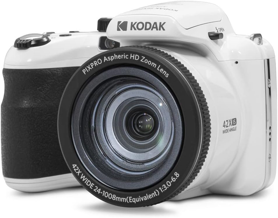 KODAK Pixpro Astro Zoom AZ425 - Cámara digital tipo bridge, zoom óptico de 42X, gran angular de 24 mm, 20 megapíxeles, pantalla LCD de 3", vídeo Full HD 1080p, batería de iones de litio - Blanco