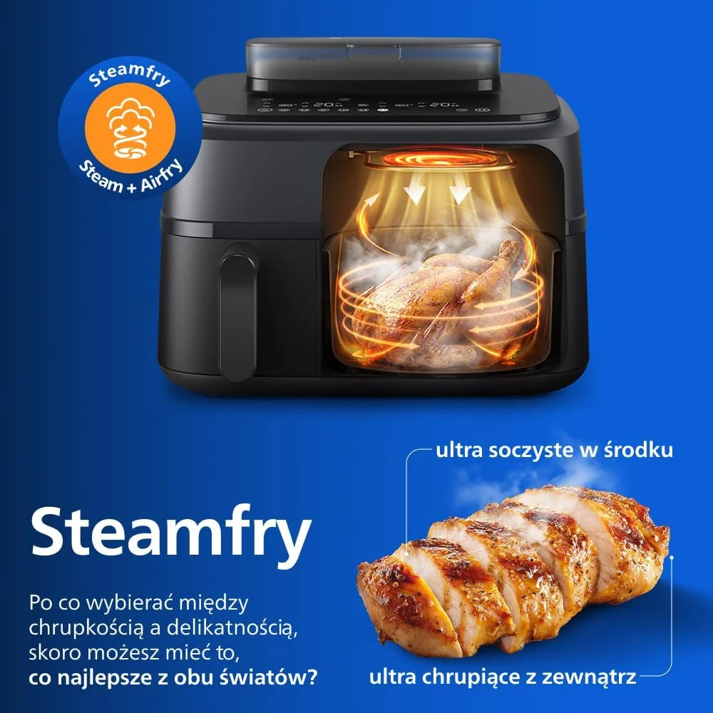 Philips Frytkownica beztłuszczowa 5000 Dual Basket NA550/00 9 l, czarna
