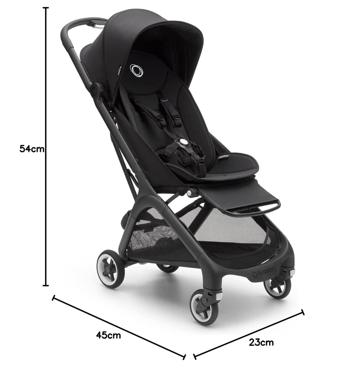 Cochecito de viaje ultracompacto Bugaboo Butterfly, pequeño y ligero, plegable con una sola mano y fácil de maniobrar, cochecito urbano ergonómico para bebés a partir de 6 meses, con mucho espacio de almacenamiento, Stormy Blue