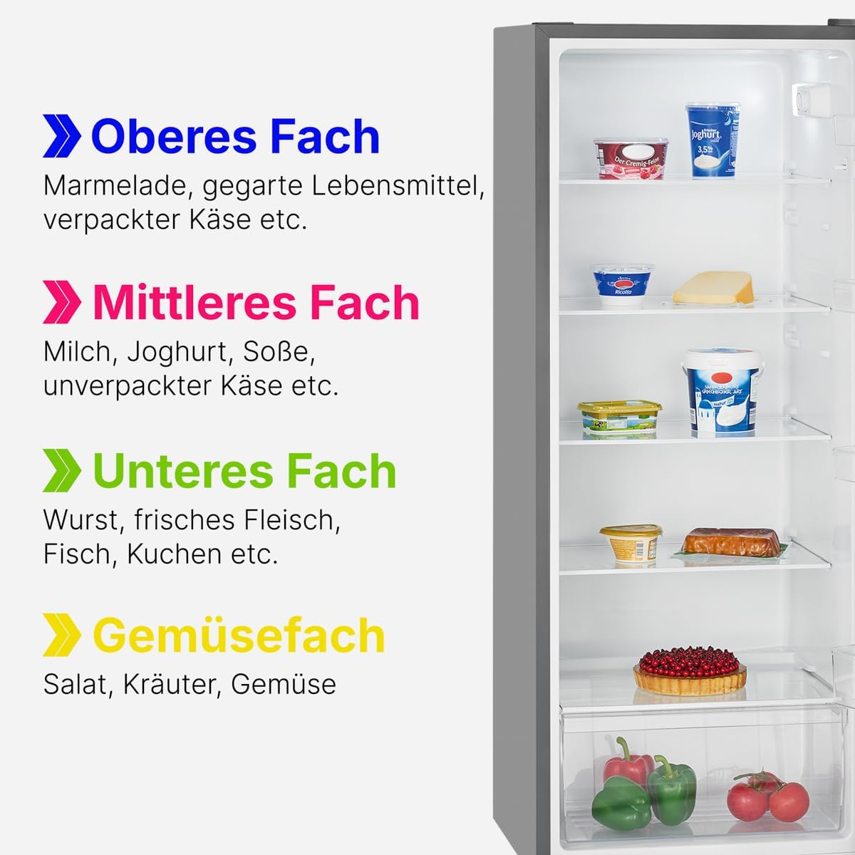Réfrigérateur Bomann 242L inox VS7316-1-inox, Capacité nette : 242 litres, Éclairage intérieur à LED, Contrôle de la température en continu, 5 clayettes en verre