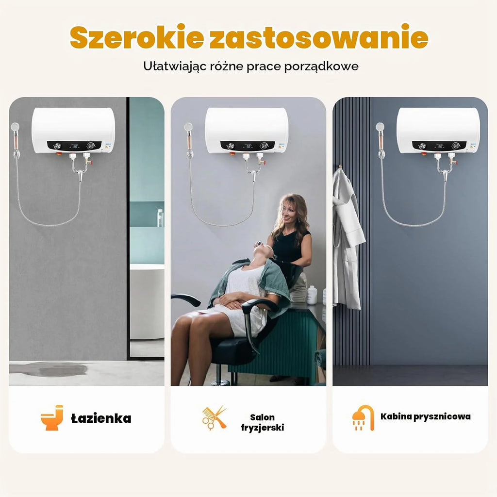 Elektryczny zbiornik ciepłej wody o pojemności 35 l, moc grzewcza 2000 W, bojler ciepłej wody, ochrona przed wyciekiem, ulepszone poziome zawieszenie ścienne 25-75°C bojler wodny [klasa