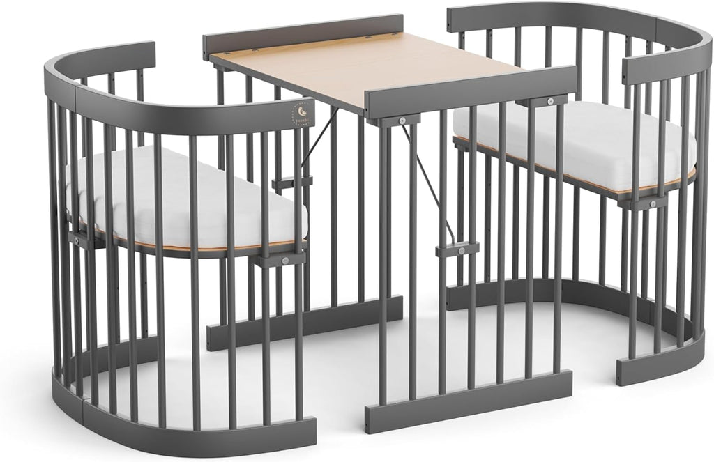 Cuna 7 en 1 tweeto®: cuna de madera evolutiva | cuna de colecho y cuna de barrotes de altura regulable | convertible en cama infantil y parque de juegos (haya natural)