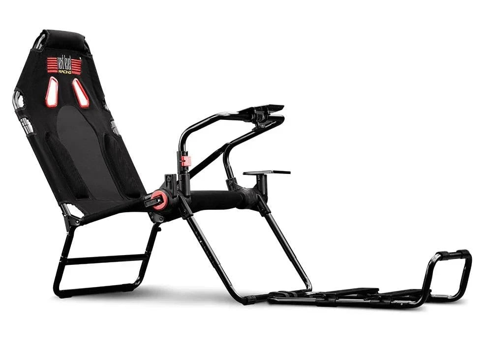 Cabina de simulación de carreras GTLite, soporte plegable ajustable para volante, pedales y palanca de cambios, diseño compacto y fácil de almacenar.