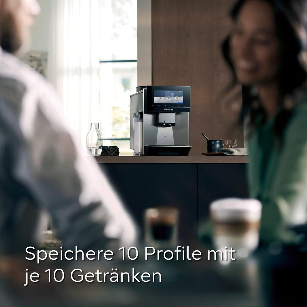 Cafetera superautomática Siemens EQ900 TQ903D03, control por app, pantalla táctil intuitiva, modo barista, AromaBoost, reducción de ruido, molinillo premium, limpieza automática con vapor, 1500 W, acero inoxidable