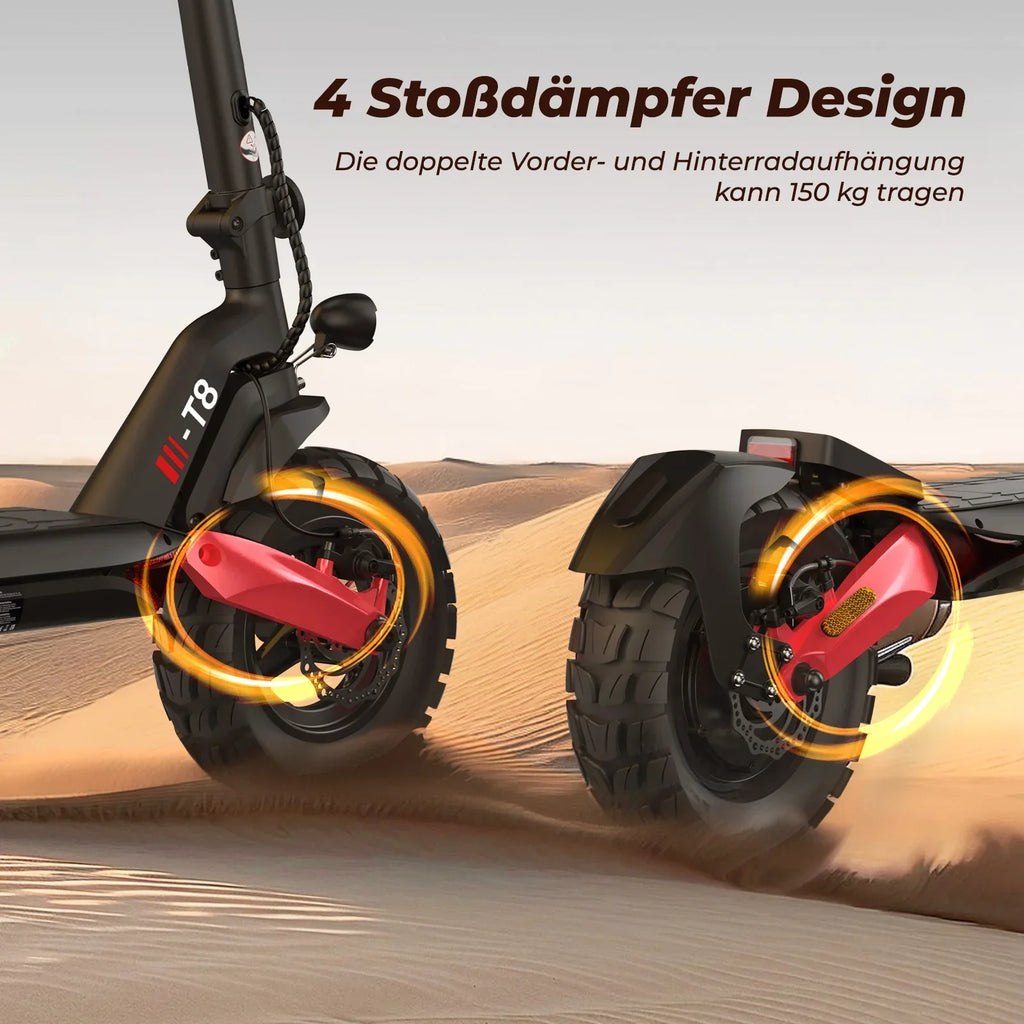 Patinete eléctrico todoterreno T8 con homologación para carretera, motor de 1200 W, autonomía de 100 km (ABE, eKFV)