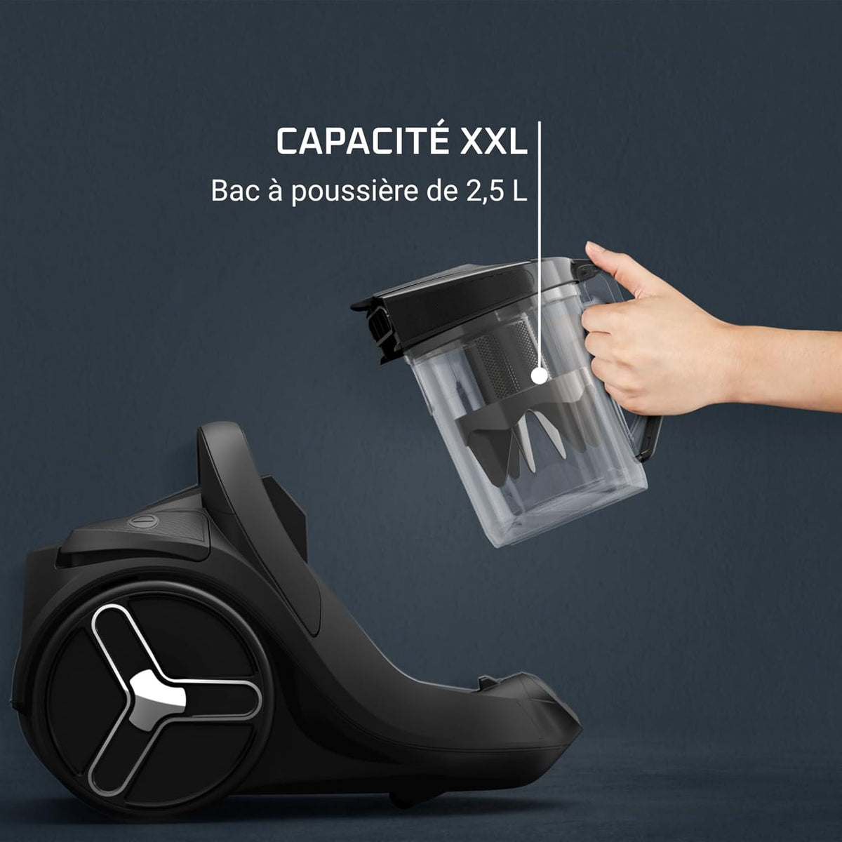 Aspiradora sin bolsa Rowenta, Motor de consumo ultra bajo, Ecodiseño, Sistema de filtración de alta eficiencia, Ultra silenciosa, Fabricada en Francia, Green Force Cyclonic Effitech+ RO7C66EA