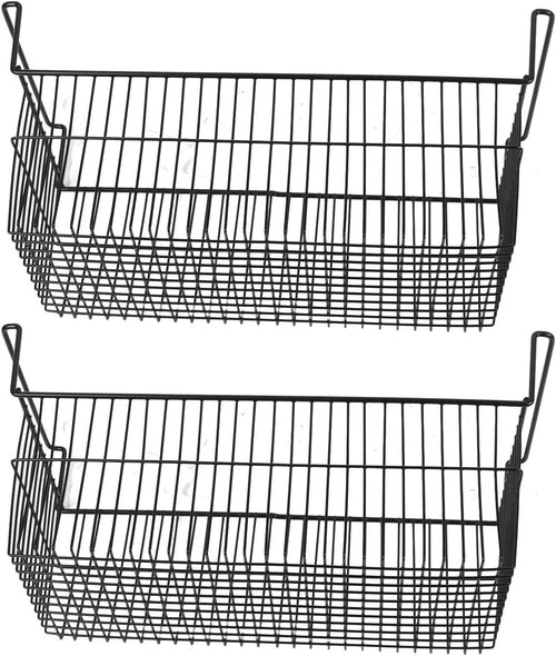 2 szt. Pojemniki do Zamrażarki Skrzyniowej Głęboki Kosz Możliwość Układania w Stosy Regał do Przechowywania Drut Metalowy, dł. 56,5 Cm X szer. 25,2 Cm X wys. 24 , Zamrażarek, Lodówek i Półek