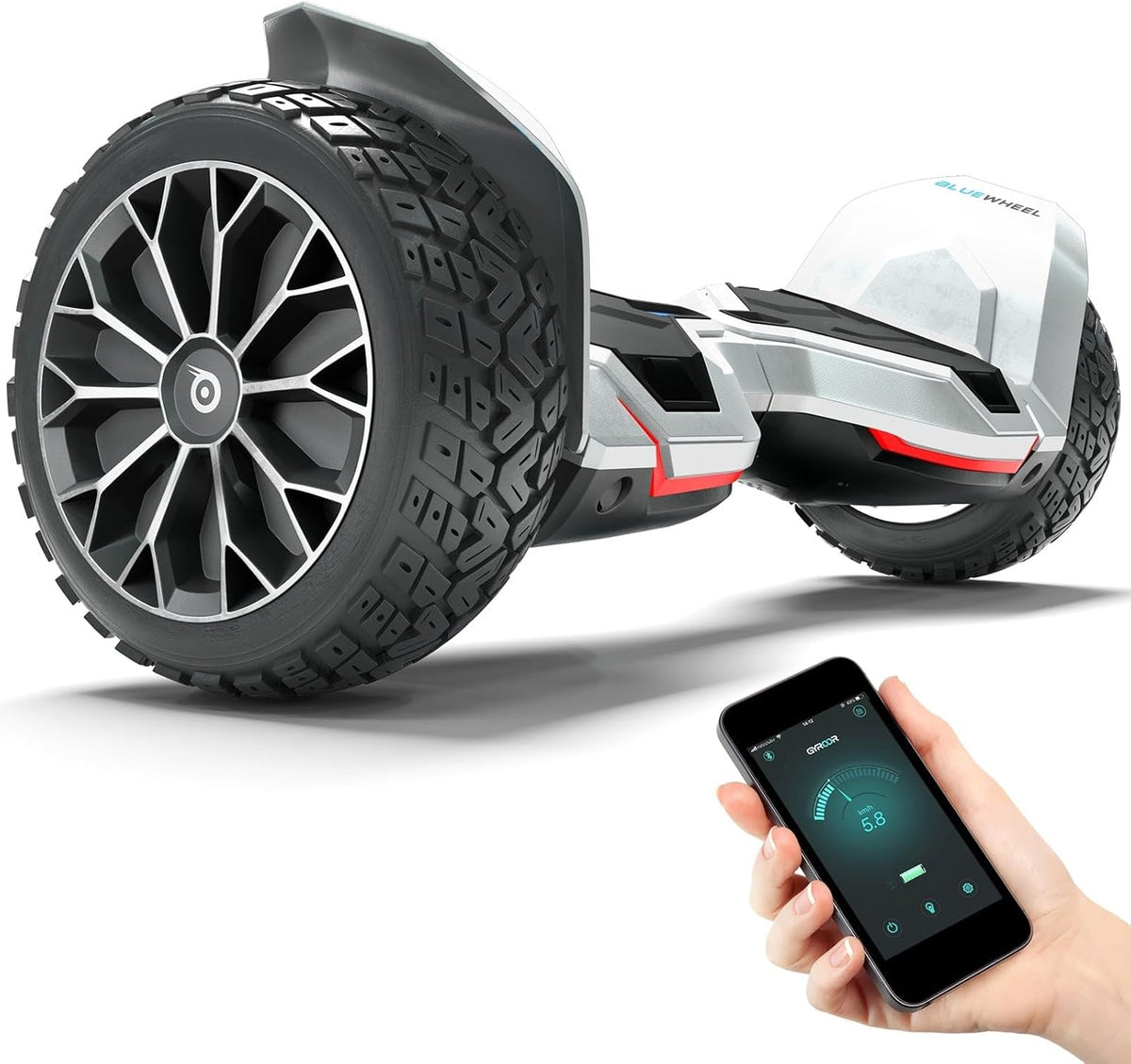 Hoverboard todoterreno premium de 8.5" Bluewheel HX510 SUV, marca de calidad alemana - Modo de seguridad para niños y aplicación - Bluetooth - Potente motor dual - Patinete eléctrico autoequilibrado
