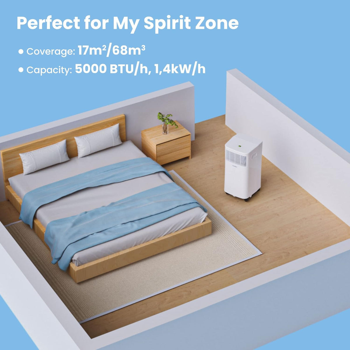 Aire acondicionado portátil Comfee MPPH-09CRN7, 9000 BTU 2,6kW, refrigeración, ventilación y deshumidificación, para habitaciones de hasta 88m³ (33㎡), aire acondicionado portátil con tubo de escape