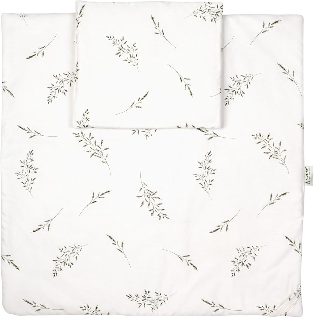 Cuna ovalada evolutiva Waldin, set completo 7 en 1, cuna de barrotes, cama infantil con colchón, cambiador, cuna colecho, madera blanca