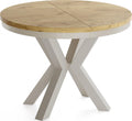 WFL GROUP Mesa de comedor redonda extensible estilo loft - Mesa industrial con patas de metal color cachemira gris beige - Mesa ahorradora de espacio para salón - Roble Lancelot - 100 a 180 cm