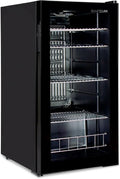 °CUBES Mininevera 90L con puerta de cristal y 4 estantes variables | Nevera compacta para bebidas, perfecta para el hogar, oficina, fiestas y hostelería | Elegante nevera con puerta de cristal, negra