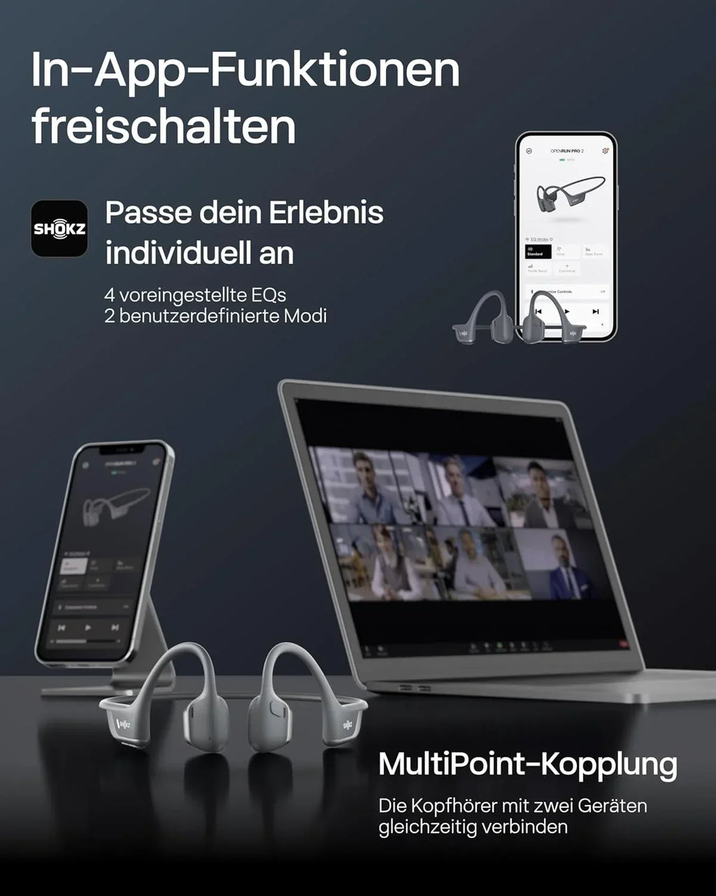 Auriculares de conducción ósea Open-Ear S820 Bluetooth 5.3 deportivos IP55, 12 h de reproducción, carga rápida USB-C, micrófono