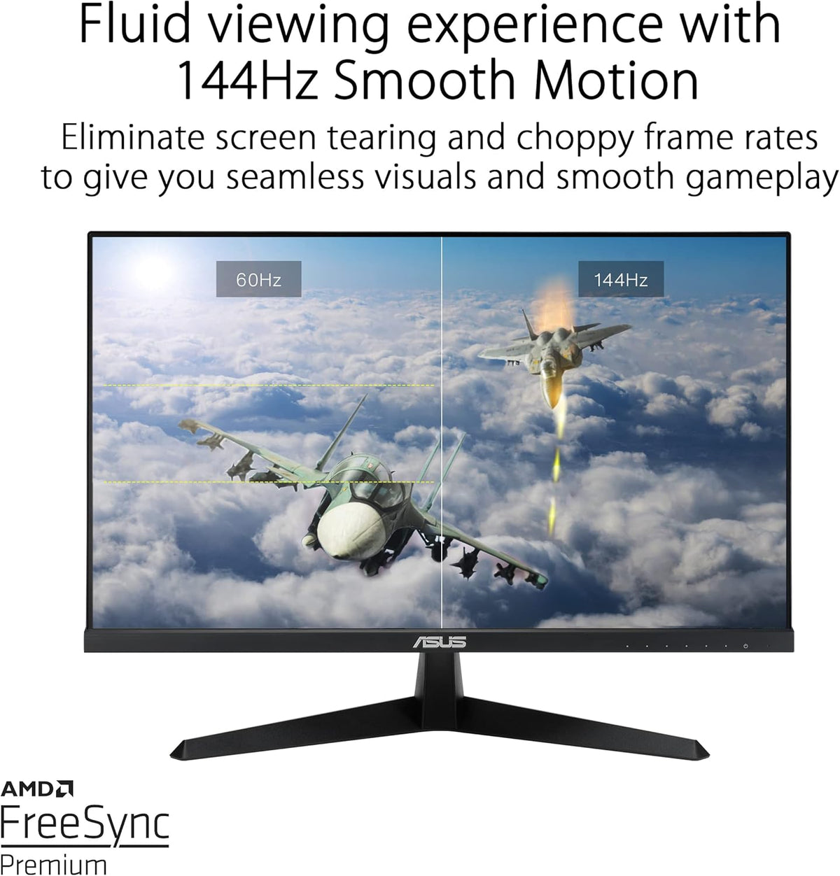 ASUS VY279HGE – Monitor gaming Eye Care 27" Full HD (1920 x 1080), IPS, 144Hz, SmoothMotion, 1ms (MPRT), FreeSync Premium, filtro de luz azul, antiparpadeo, tratamiento antibacteriano