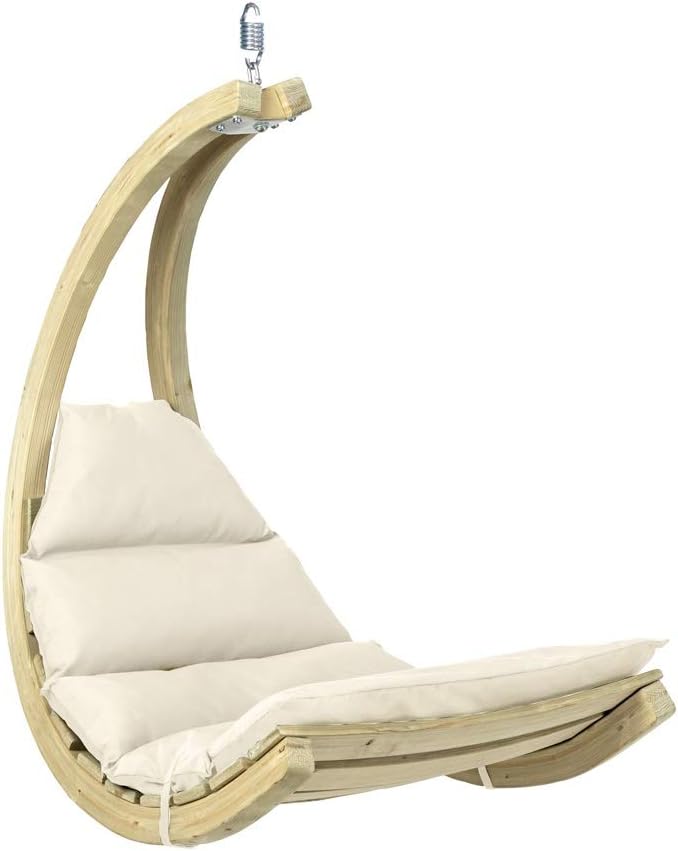 Sillón colgante AMAZONAS Swing Chair crema, elegante silla colgante con colchón extragrueso de madera de abeto certificada FSC, hasta 120 kg