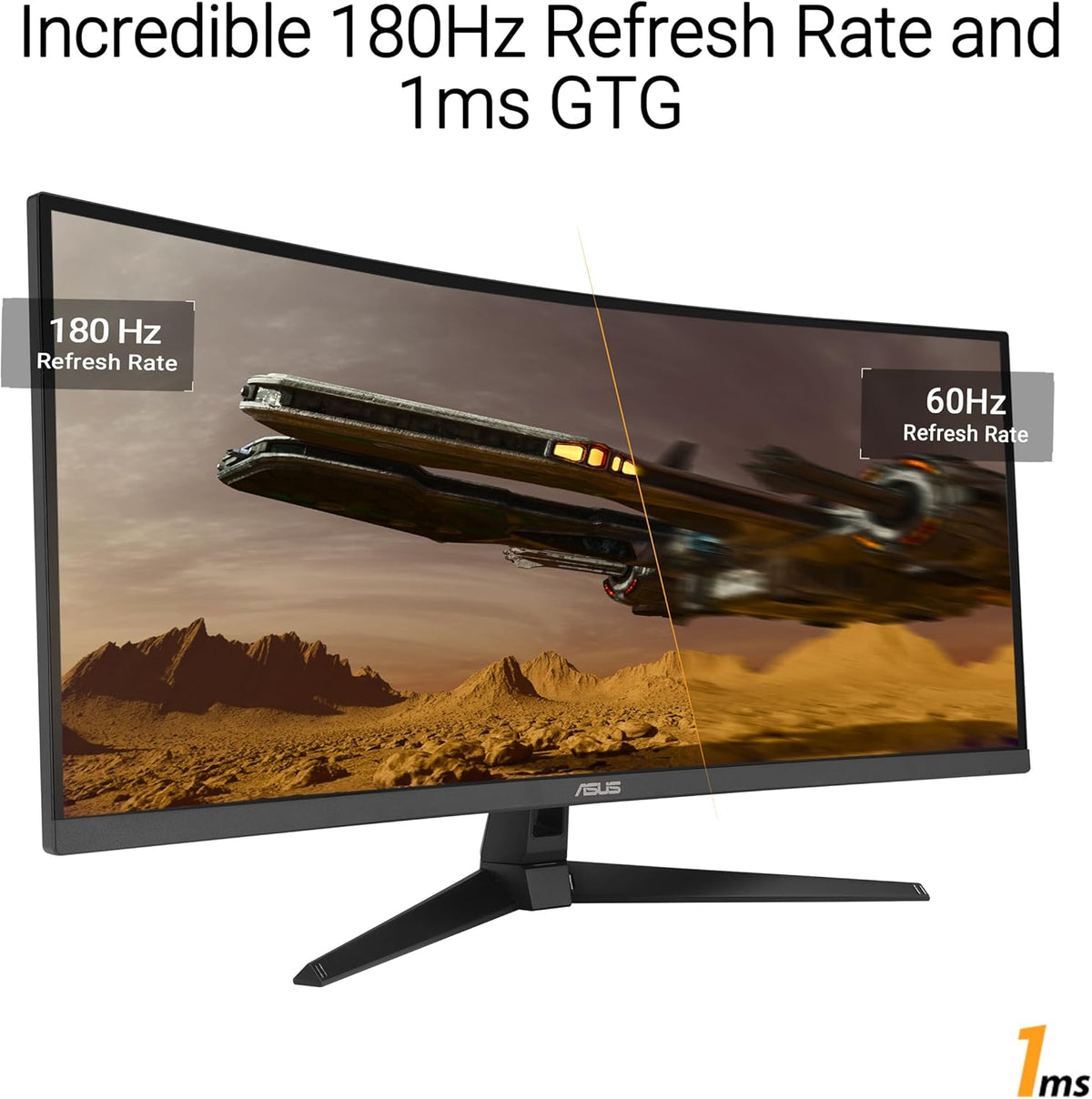 Monitor Gaming ASUS TUF Gaming VG34VQ3B - 34 pulgadas WQHD (3440x1440), curvo, 180Hz, ELMB Sync, FreeSync Premium, 1ms MPRT, 90% DCI-P3, DisplayWidget Center