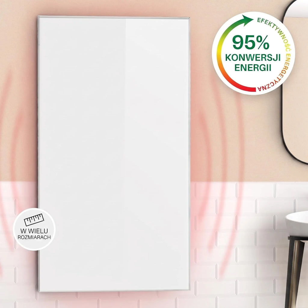 Klarstein Wonderwall - grzejnik ścienny, ogrzewanie na podczerwień, timer tygodniowy, funkcja automatycznego wyłączania, odpowiedni dla alergików, IP24, 50 x 90 cm, biały