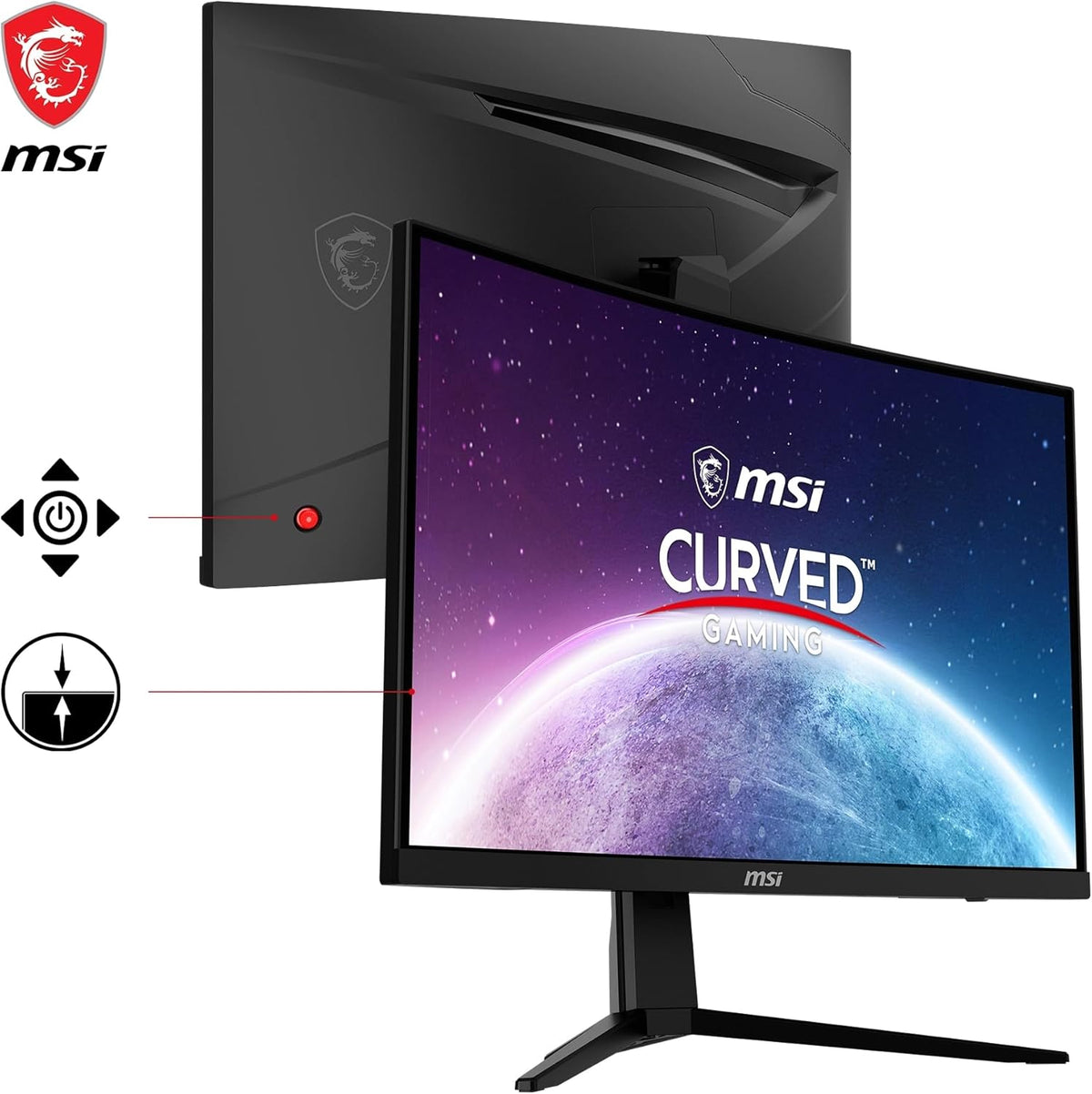 Monitor Gaming curvo MSI G2422C Full HD de 23,6" - Panel VA 1500R 1920 x 1080, 180 Hz / 1 ms, Adaptive Sync - DP 1.2a, HDMI 2.0b CEC